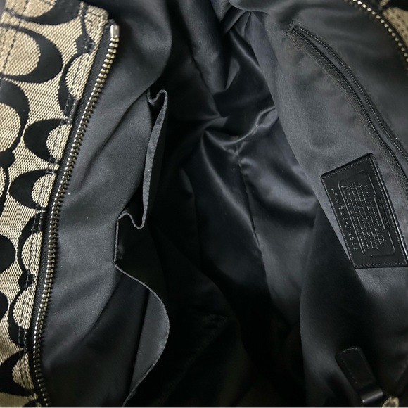 Coach Gallery Signature Tote Shoulder Bag Black and Tan Canvas and Leather - Picture 12 of 16